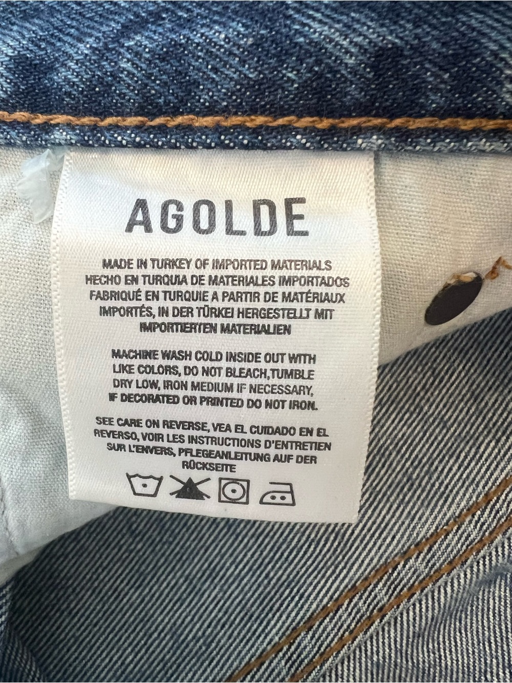 Agolde Parker Medium Blue Distressed Denim Cutoff Shorts size 28 - Picture 4 of 9